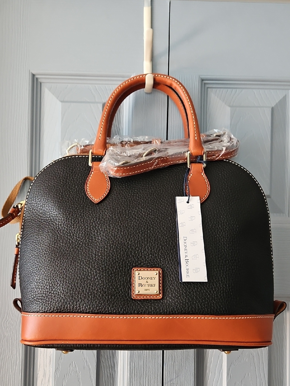 Dooney & Bourke Black Pebble Leather Zip Zip Satchel